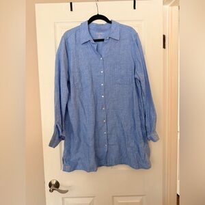 NWT Lilly Pulitzer Sea View linen button-front cover-up in blue XL